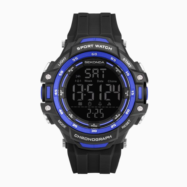 Crossfell Digital Men’s Watch  –  Black Plastic Case & Strap with Black LCD Display