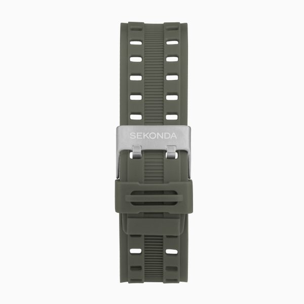 Crossfell Digital Men’s Watch  –  Black Plastic Case & Khaki Green Strap with Black LCD Display 2