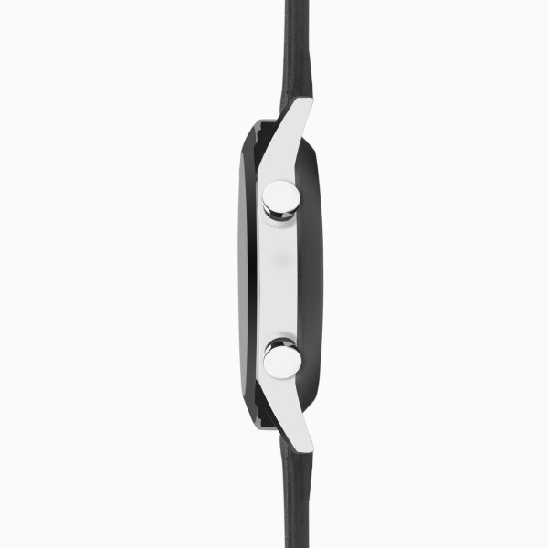 Active Plus Smart Watch  –  Silver Alloy Case & Black Leather Strap 2