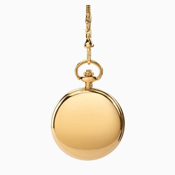 Men’s Pocket Watch  –  Gold Case & Stainless Steel Chain with Cream Dial 2