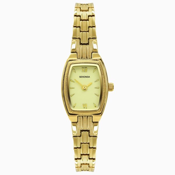Dress Ladies Watch  –  Gold Alloy Case & Bracelet with Champagne Dial