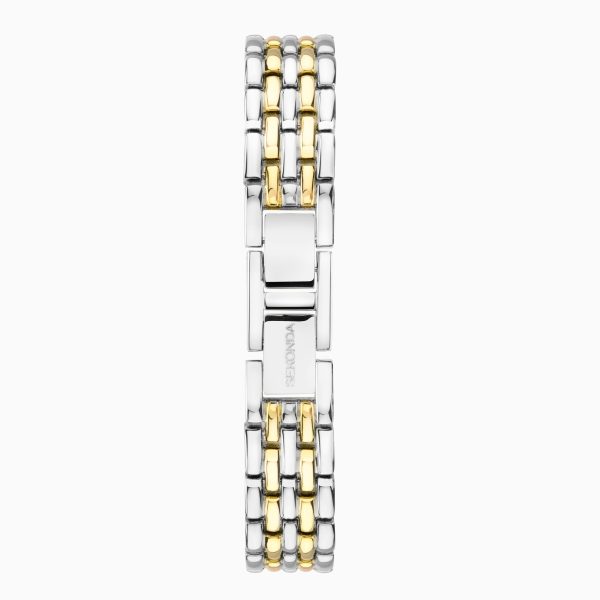 Monica Ladies Watch Gift Set  –  Two Tone Alloy Case & Bracelet with White Dial 3