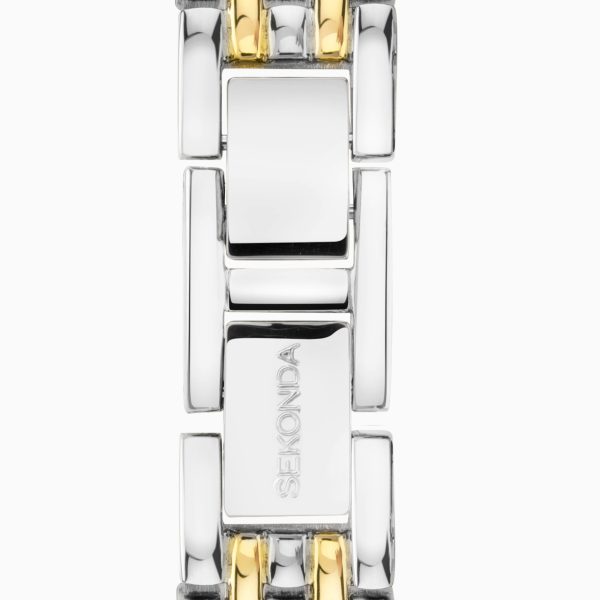 Monica Ladies Watch  –  Two Tone Case & Alloy Bracelet with White Dial 2