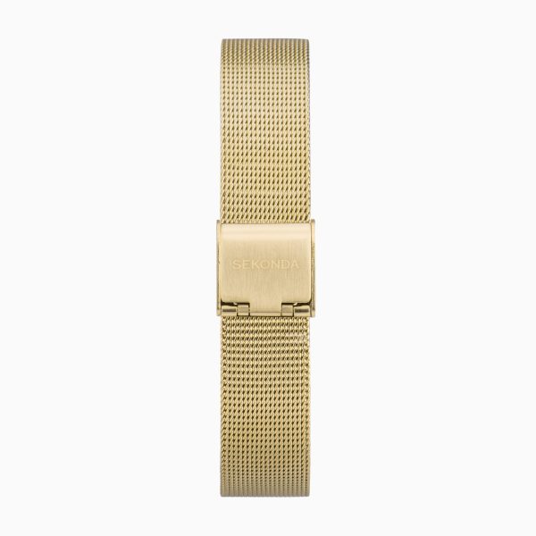 Curtis Ladies Watch  –  Gold Alloy Case & Stainless Steel Mesh Bracelet with White Dial 2
