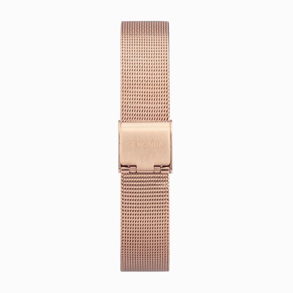 Curtis Ladies Watch  –  Rose Gold Alloy Case & Stainless Steel Mesh Bracelet with White Dial 2