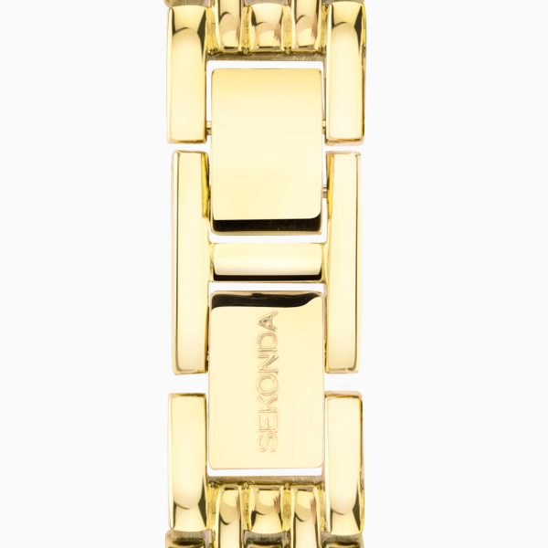 Monica Ladies Watch  –  Gold Alloy Case & Bracelet with White Dial 2