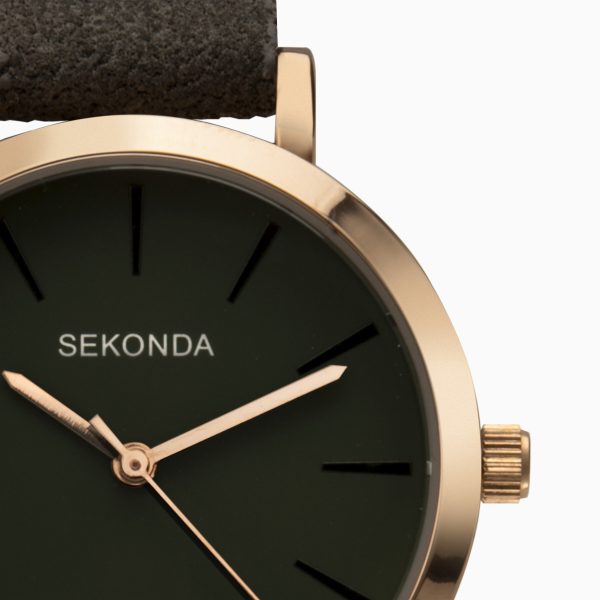 Minimal Ladies Watch  –  Rose Gold Case & PU Strap with Green Dial 6