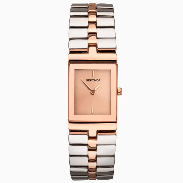 Ladies Dress Watch  –  Rose Gold Case & Alloy Bracelet with Rose Dial