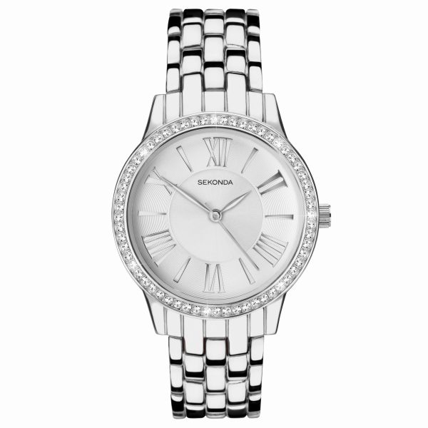 Charlotte Ladies Watch  –  Silver Case & Alloy Bracelet with Silver Dial