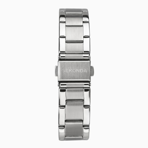 Taylor Ladies Watch  –  Silver Case & Stainless Steel Bracelet with Black Dial 5