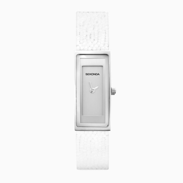 Pastel Rocks Ladies Watch  –  Silver Case & Brass Bracelet with Silver Dial