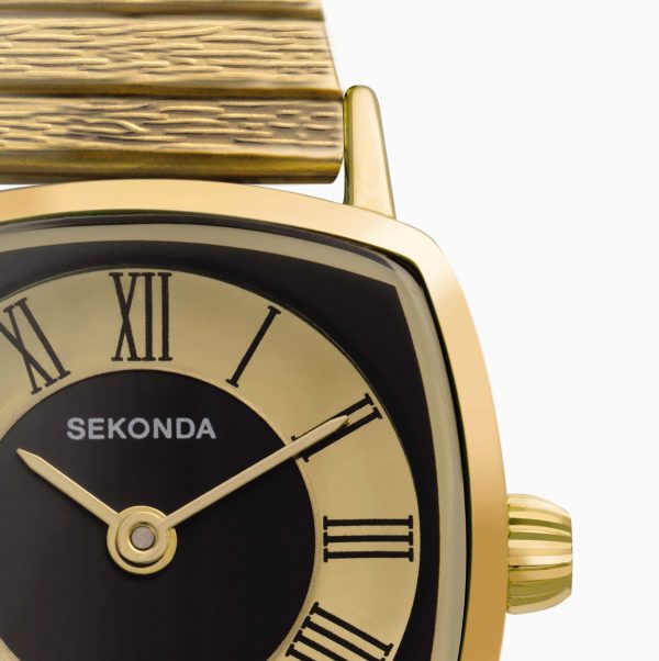 1970s Ladies Watch  –  Gold Case & Bracelet with Black Dial 4