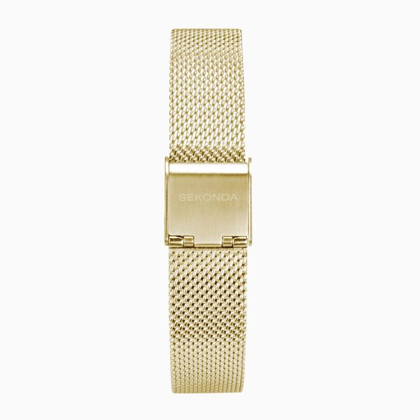 Classic Ladies Watch  –  Gold Case & Mesh Bracelet with Black Dial 2
