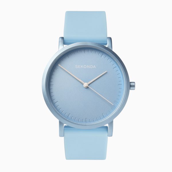 Palette Ladies Watch  –  Sky Blue Case & Silicone Strap with Sky Blue Dial
