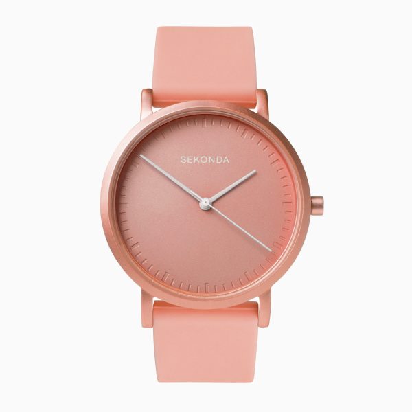 Palette Ladies Watch  –  Coral Case & Silicone Strap with Coral Dial