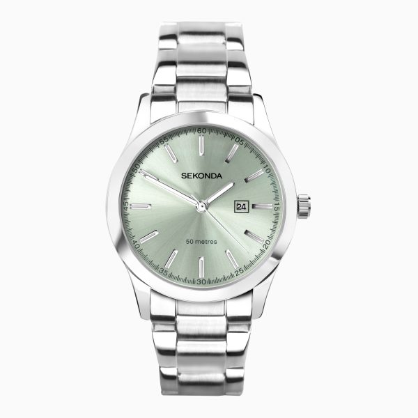 Taylor Ladies Watch  –  Silver Case & Stainless Steel Bracelet with Pale Green Dial