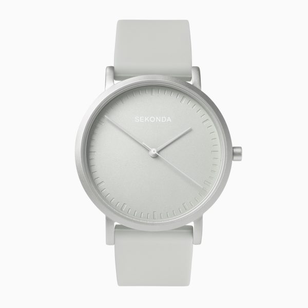 Palette Ladies Watch  –  Light Grey Case & Silicone Strap with Light Grey Dial