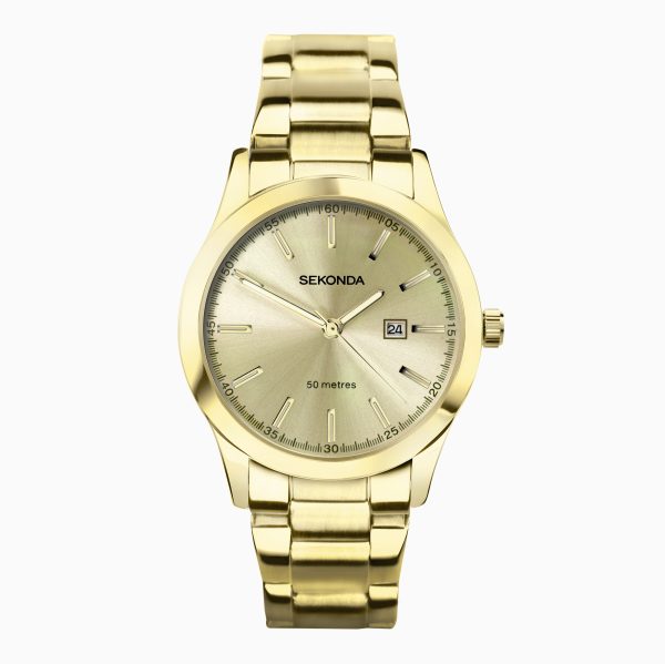 Taylor Ladies Watch  –  Gold Case & Stainless Steel Bracelet with Champagne Dial