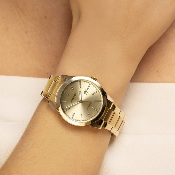 Taylor Ladies Watch  –  Gold Case & Stainless Steel Bracelet with Champagne Dial 2