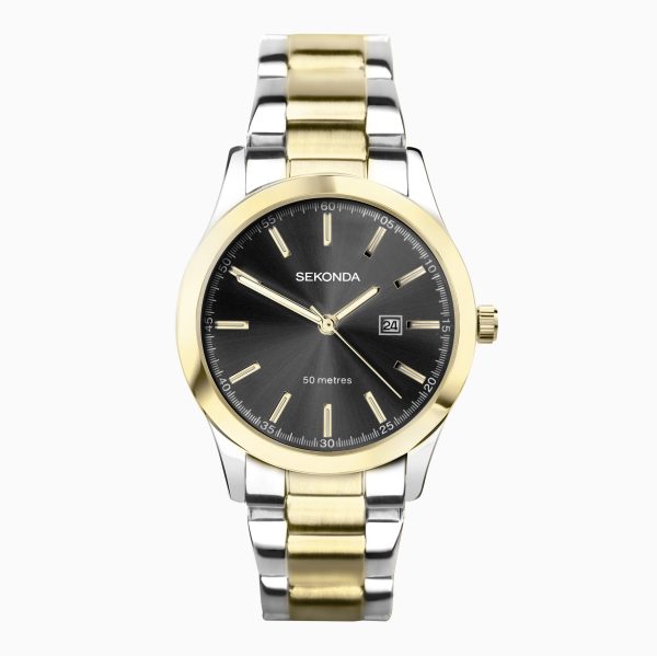 Taylor Ladies Watch  –  Two Tone Case & Stainless Steel Bracelet with Grey Dial