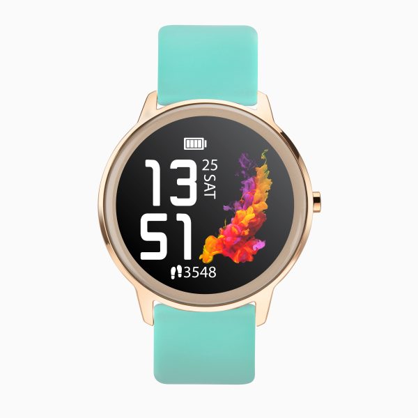 Flex Smart Watch  –  Rose Gold Case & Turquoise Silicone Strap