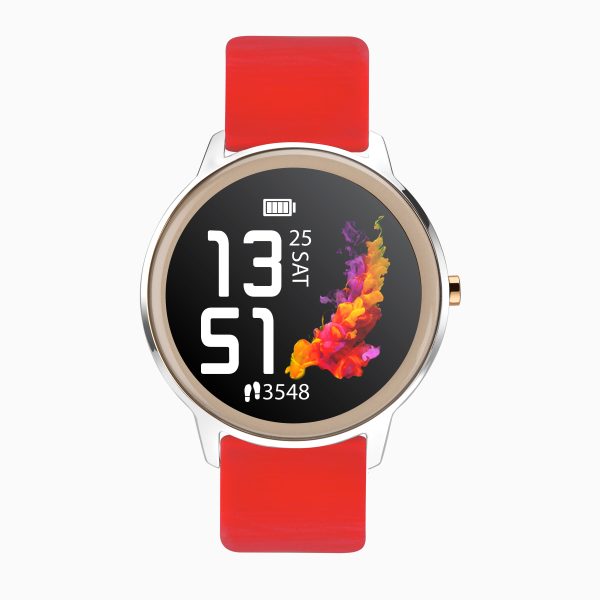 Flex Smart Watch  –  Silver Case & Red Silicone Strap