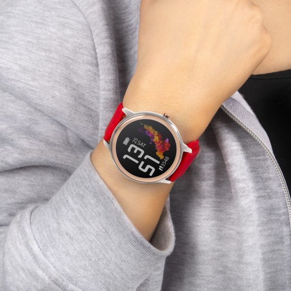 Flex Smart Watch  –  Silver Case & Red Silicone Strap 5