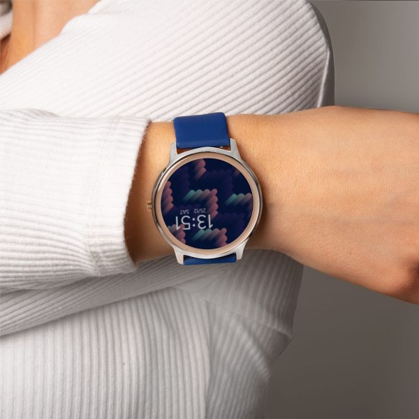 Flex Smart Watch  –  Silver Case & Navy Blue Silicone Strap 5