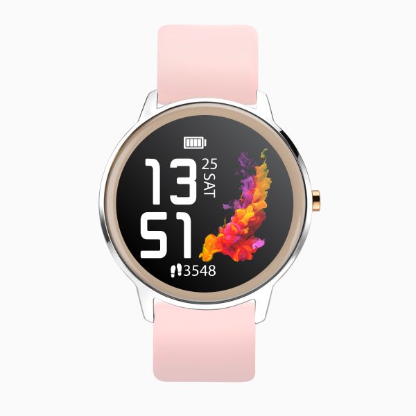 Flex Smart Watch  –  Silver Case & Pink Silicone Strap