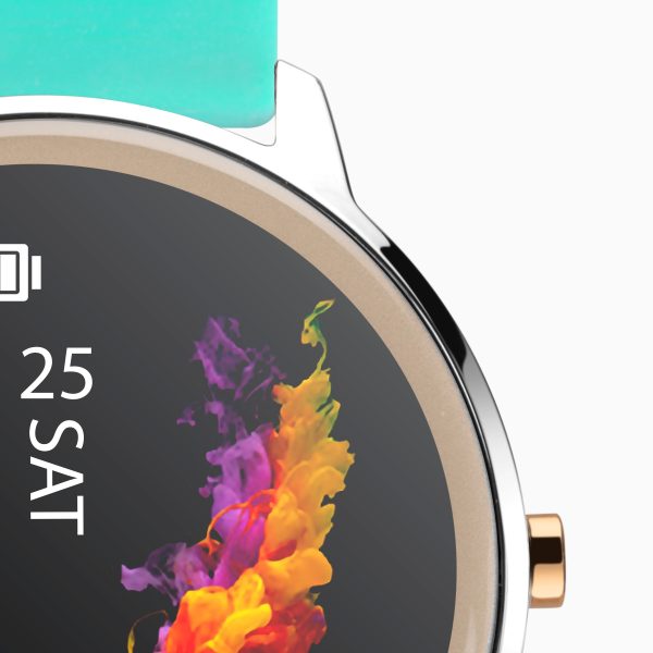 Flex Smart Watch  –  Silver Case & Turquoise Silicone Strap 4