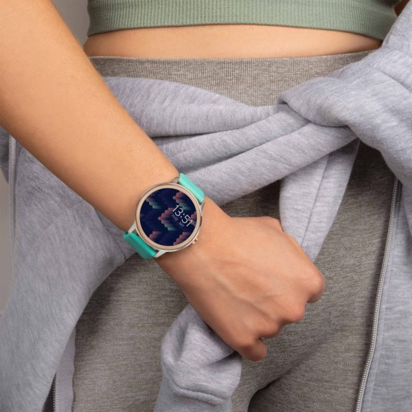 Flex Smart Watch  –  Silver Case & Turquoise Silicone Strap 5
