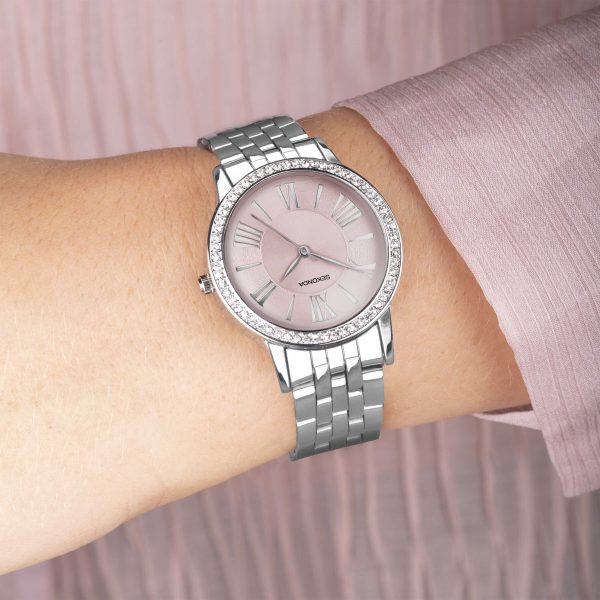 Charlotte Ladies Watch  –  Silver Case & Alloy Bracelet with Pink Dial 3