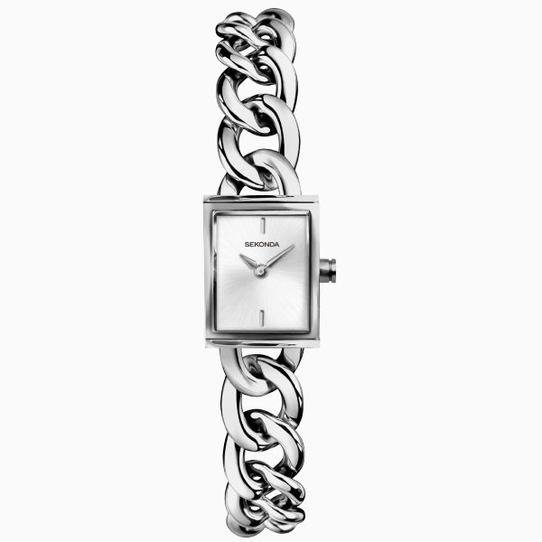 Claudia Ladies Watch  –  Silver Case & Brass Bracelet with Silver Dial