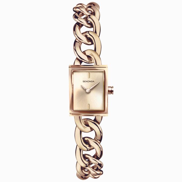 Claudia Ladies Watch  –  Rose Gold Case & Brass Bracelet with Rose Dial