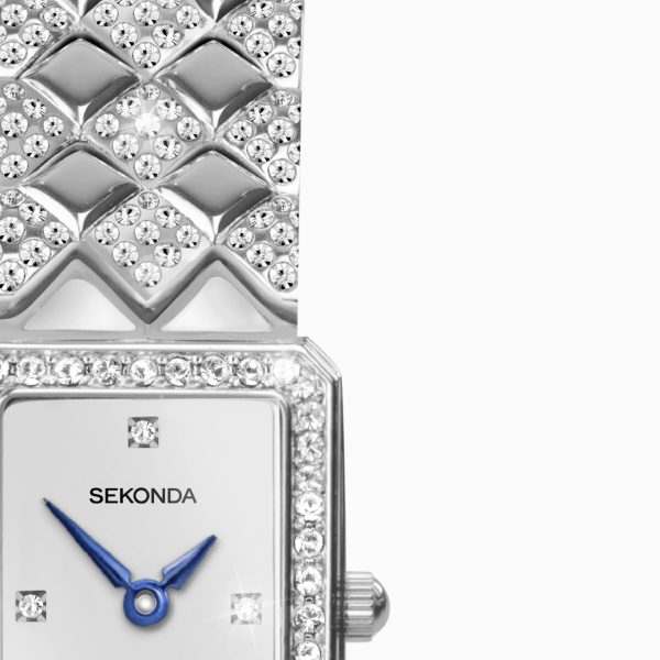 Sparkle Ladies Watch  –  Silver Case & Alloy Bracelet with White Dial 5