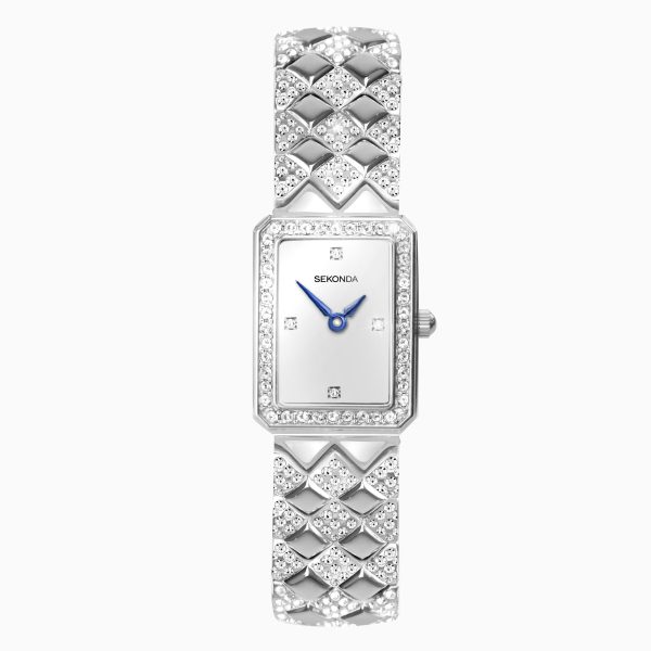 Sparkle Ladies Watch  –  Silver Case & Alloy Bracelet with White Dial