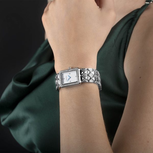 Sparkle Ladies Watch  –  Silver Case & Alloy Bracelet with White Dial 3