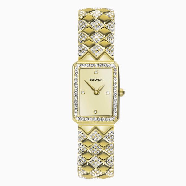 Sparkle Ladies Watch  –  Gold Case & Alloy Bracelet with Champagne Dial