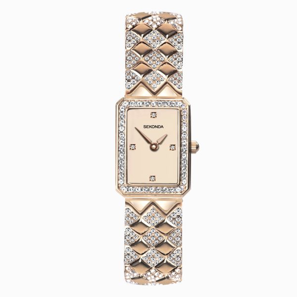 Sparkle Ladies Watch  –  Rose Gold Case & Alloy Bracelet with Rose Dial