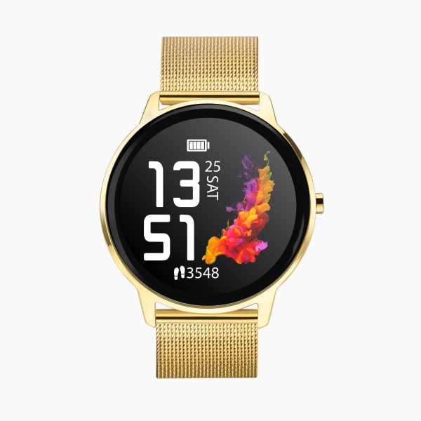 Flex Smart Watch  –  Gold Case & Mesh Strap