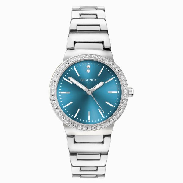 Amelia Ladies Watch  –  Silver Case & Alloy Bracelet with Blue Dial