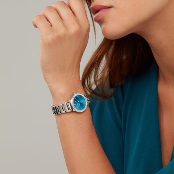 Amelia Ladies Watch  –  Silver Case & Alloy Bracelet with Blue Dial 4