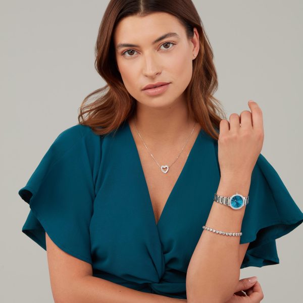 Amelia Ladies Watch  –  Silver Case & Alloy Bracelet with Blue Dial 2