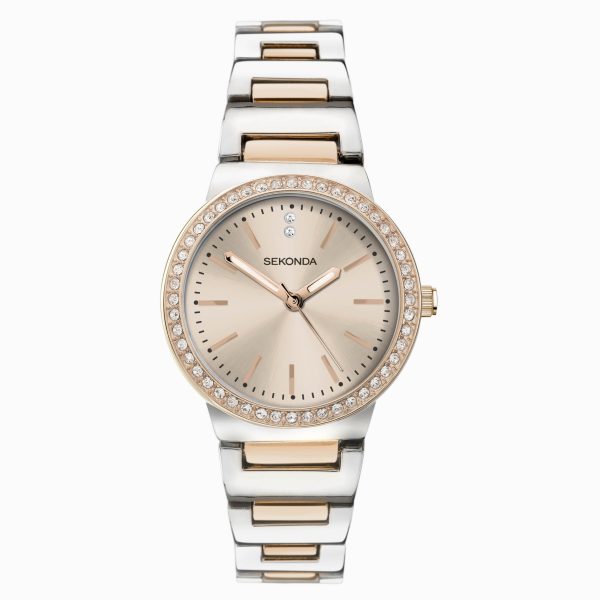 Amelia Ladies Watch  –  Two Tone Case & Alloy Bracelet with Rose Dial