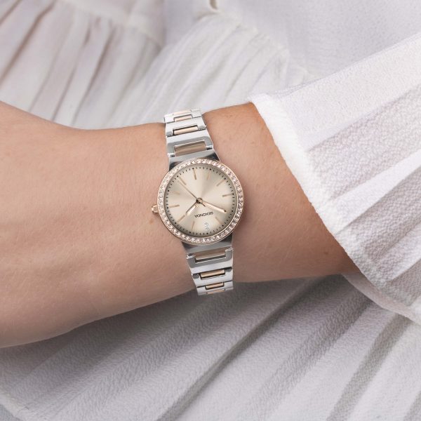 Amelia Ladies Watch  –  Two Tone Case & Alloy Bracelet with Rose Dial 3