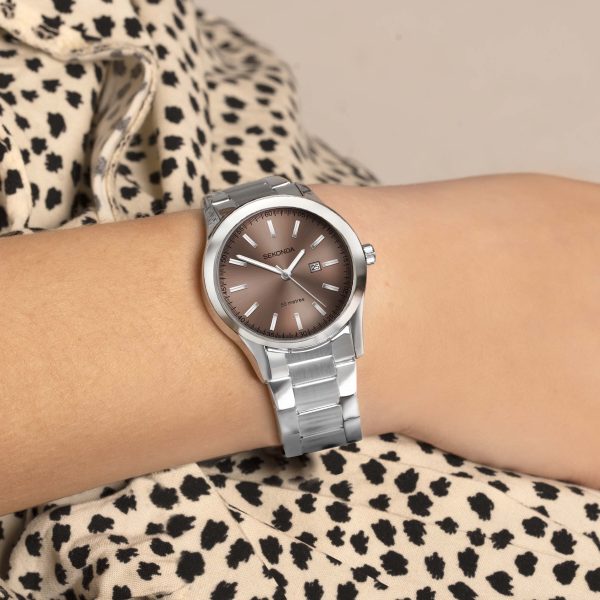 Taylor Ladies Watch  –  Silver Case & Stainless Steel Bracelet with Brown Dial 3