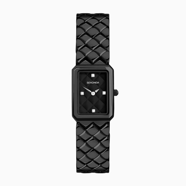 Lunar Ladies Watch  –  Black Alloy Case & Bracelet with Black Dial