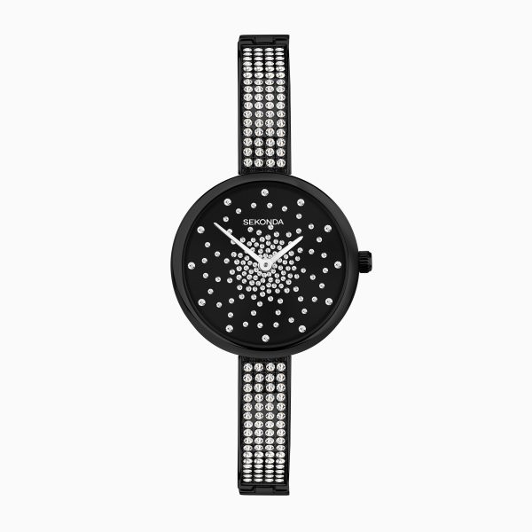 Celeste Starlet Ladies Watch  –  Black Alloy Case & Bracelet with Black Dial