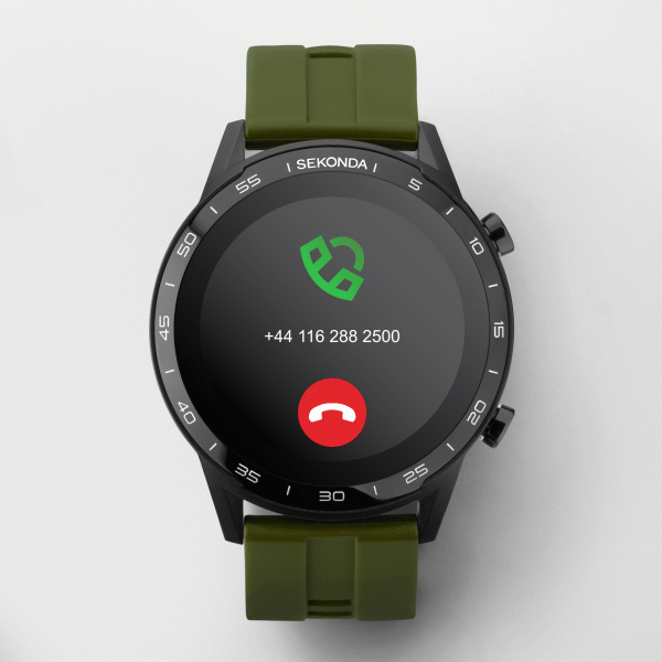 Active Smart Watch  –  Black Case & Khaki Silicone Strap 8