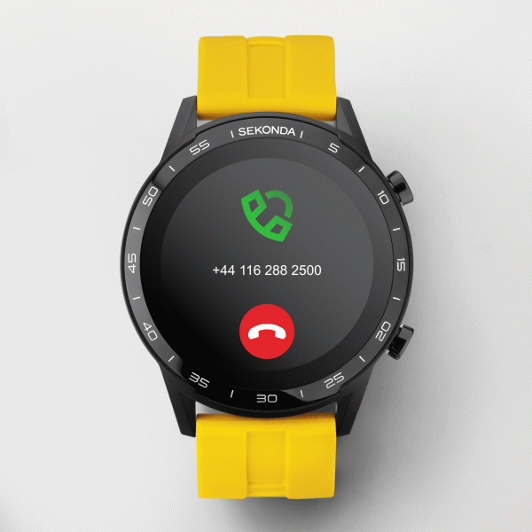 Active Smart Watch  –  Black Case & Sekonda Yellow Silicone Strap 6